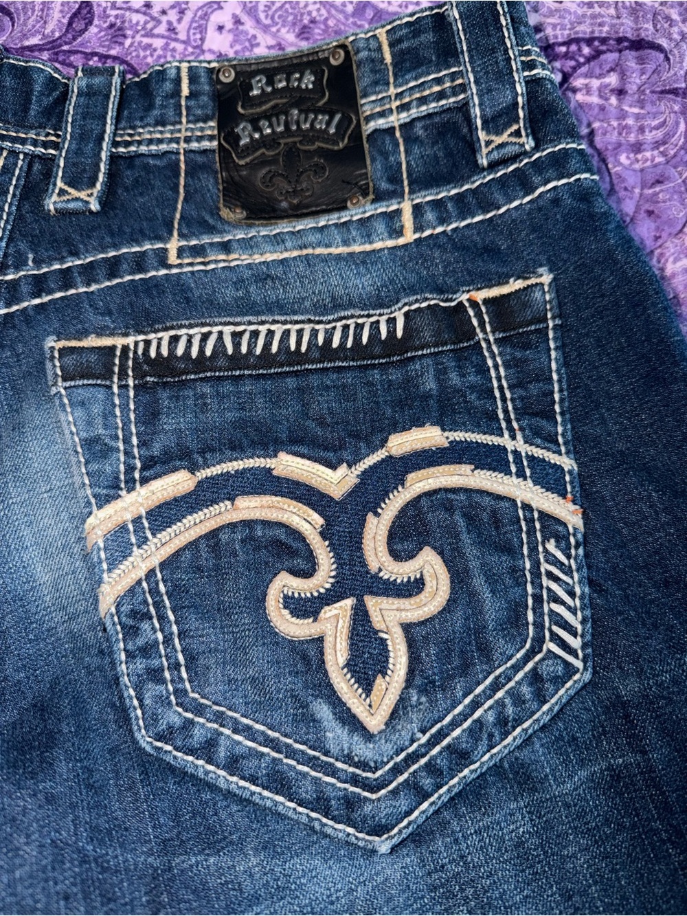 Rock Revival Nathan Relaxed Straight Mens Denim Jeans Sz 32x36